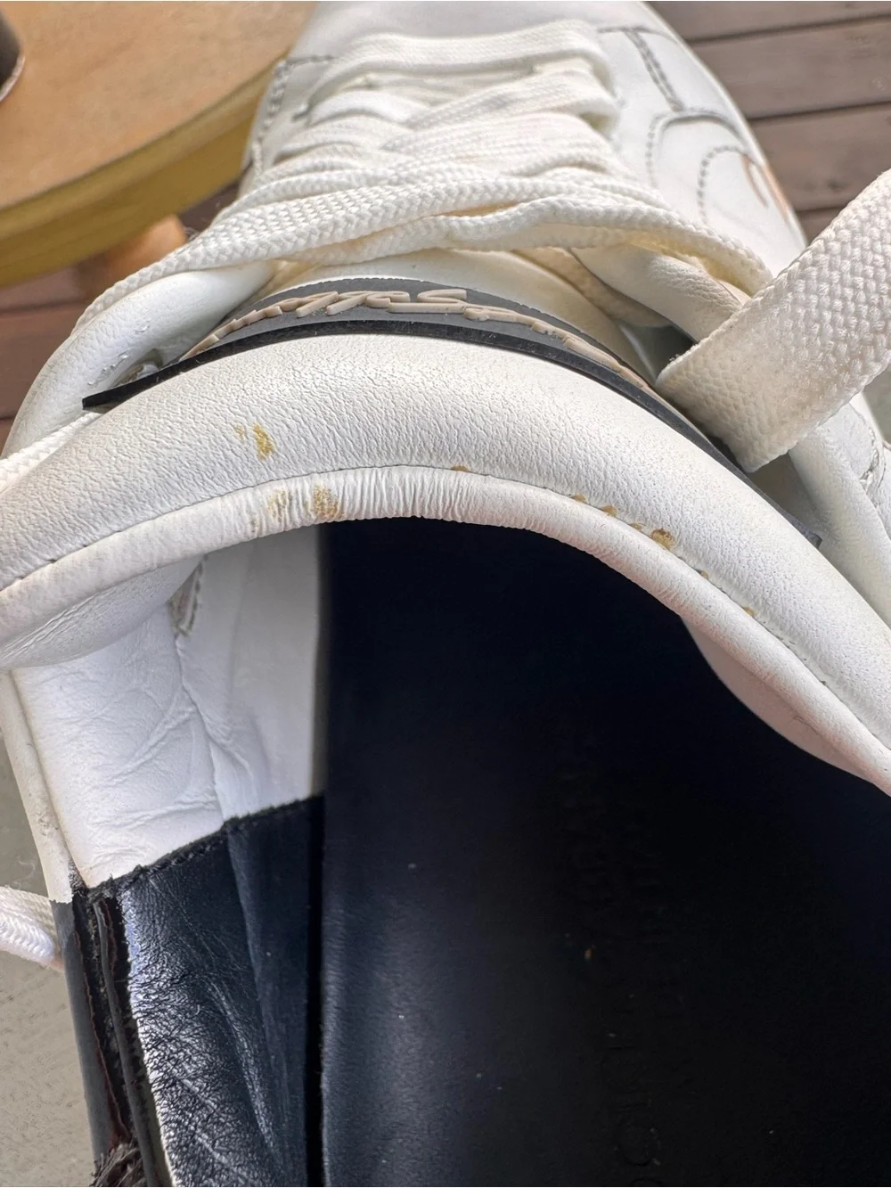 Dolce & Gabbana Portofino Leather Sneakers White Black Logo Size 38.5